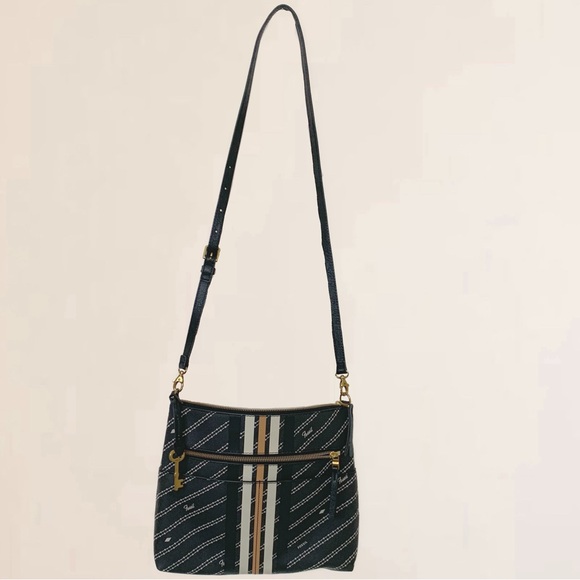 Fossil Fiona Crossbody Bag Black Zip Closure Front Back Pockets - Picture 13 of 13